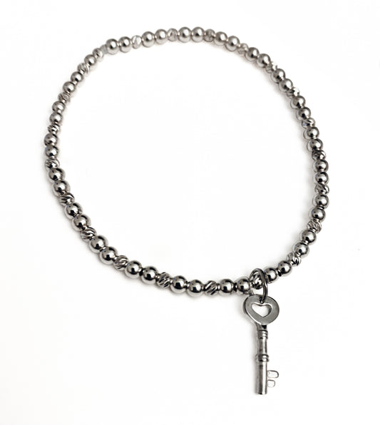 Mini Key Beaded Stretch Bracelet