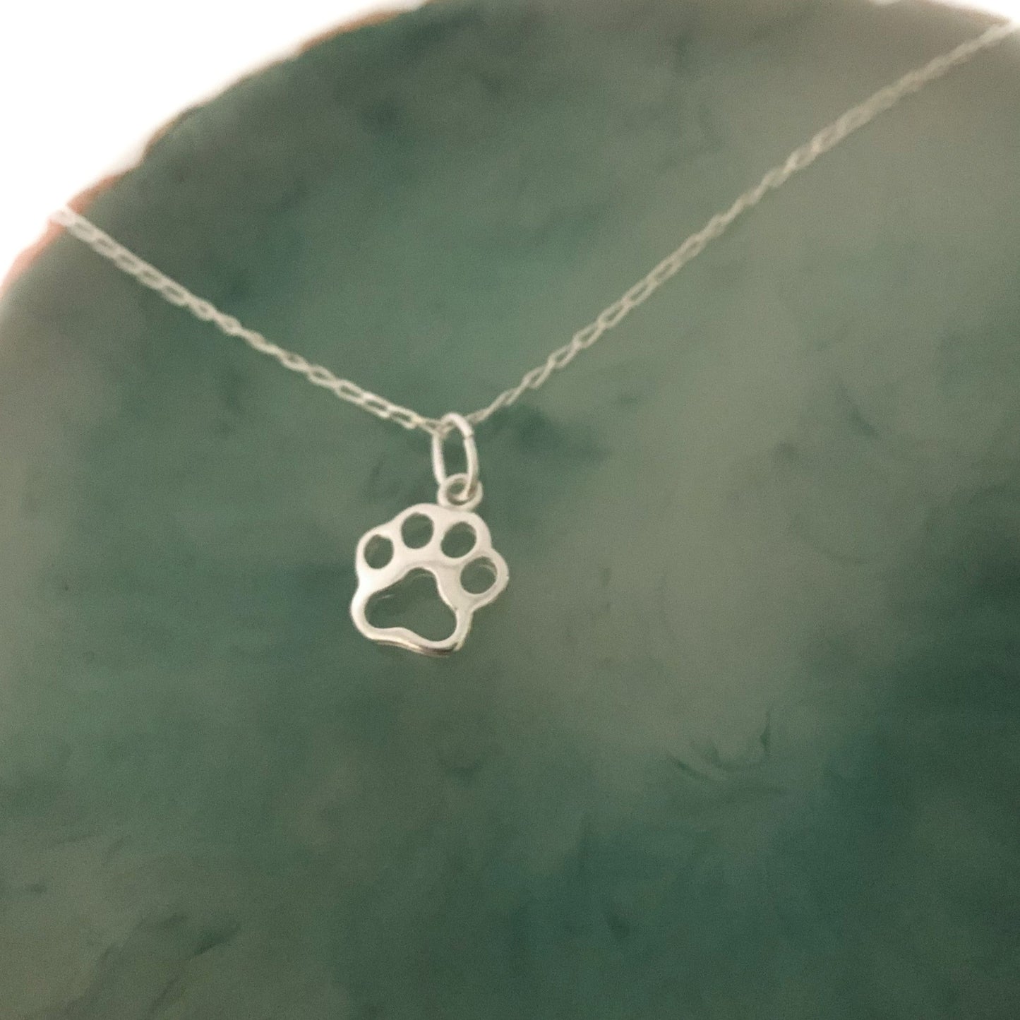 Paw Print Silver Pendant Necklace