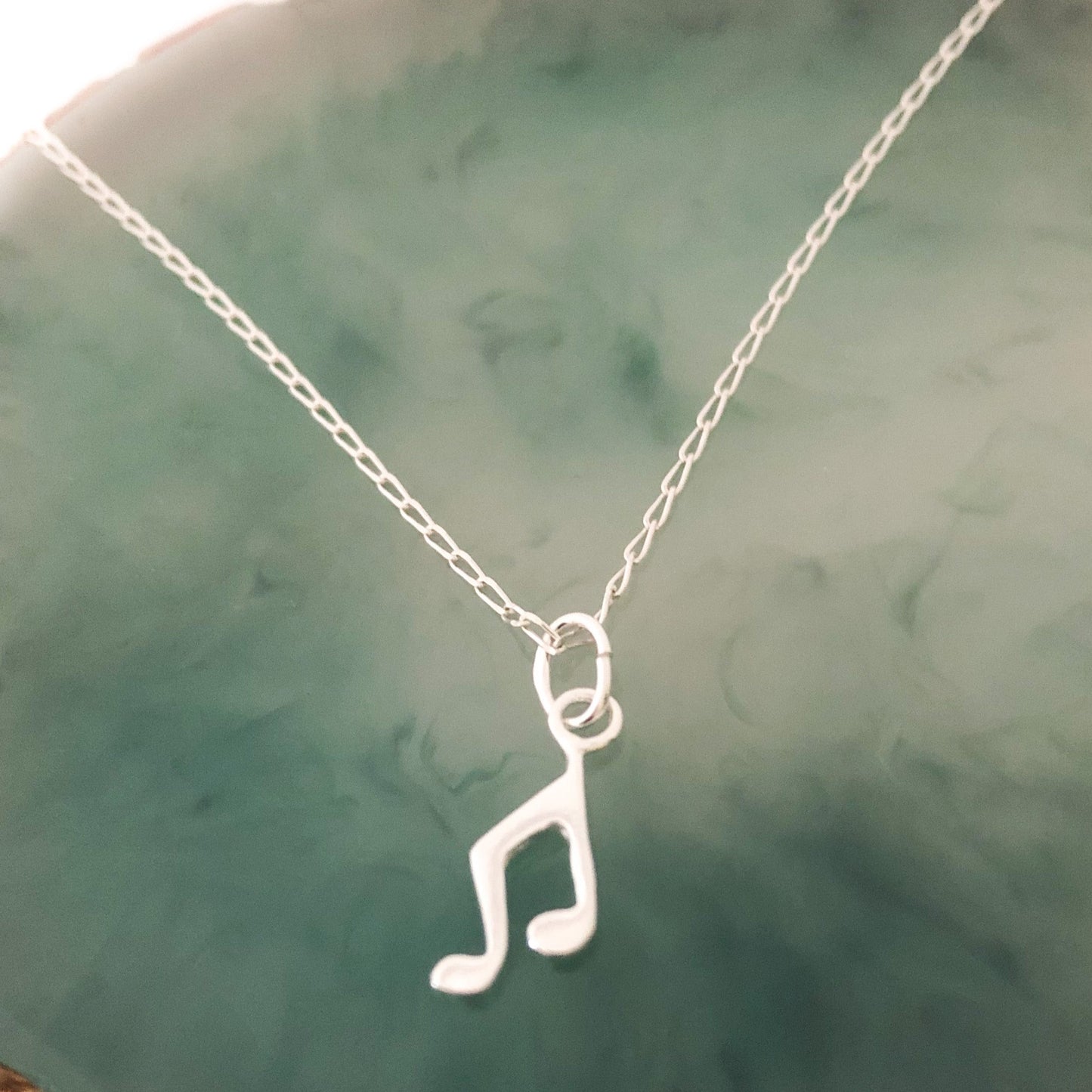 Music Note Silver Charm Necklace