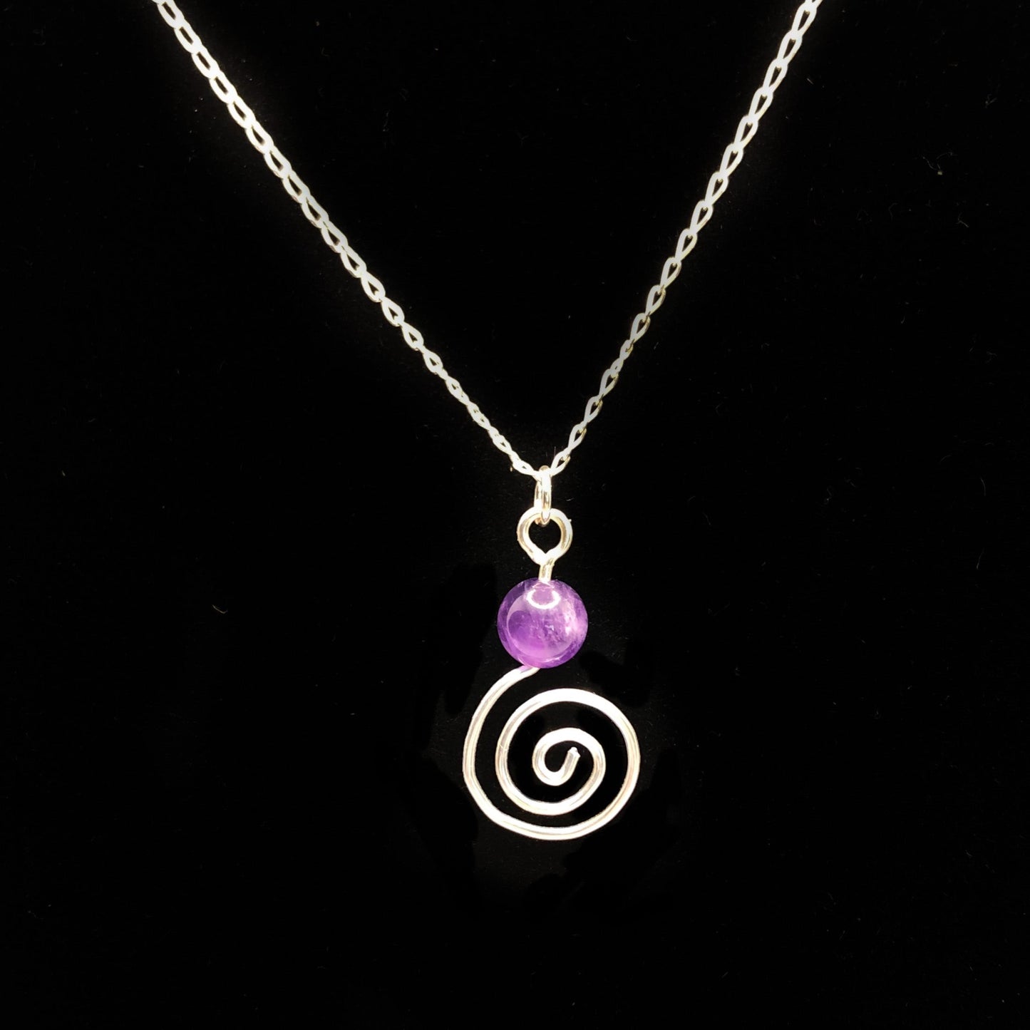 Wire Wrapped Spiral with Crystal Necklace