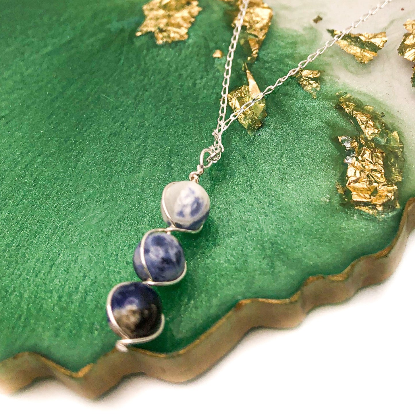 Crystal Trio Hand Wired Pendant Necklace
