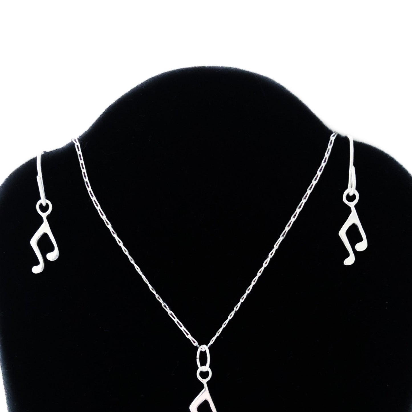 Music Note Silver Drop Earrings