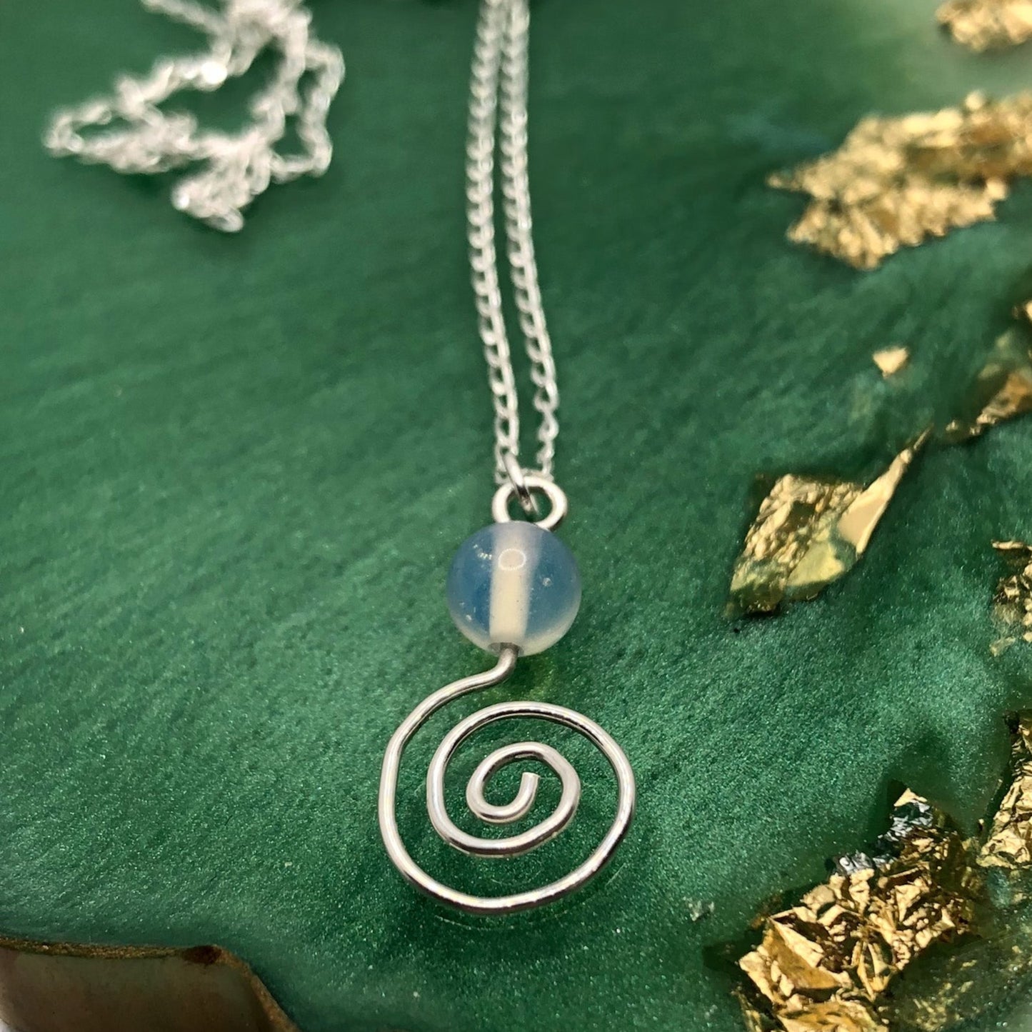Wire Wrapped Spiral with Crystal Necklace