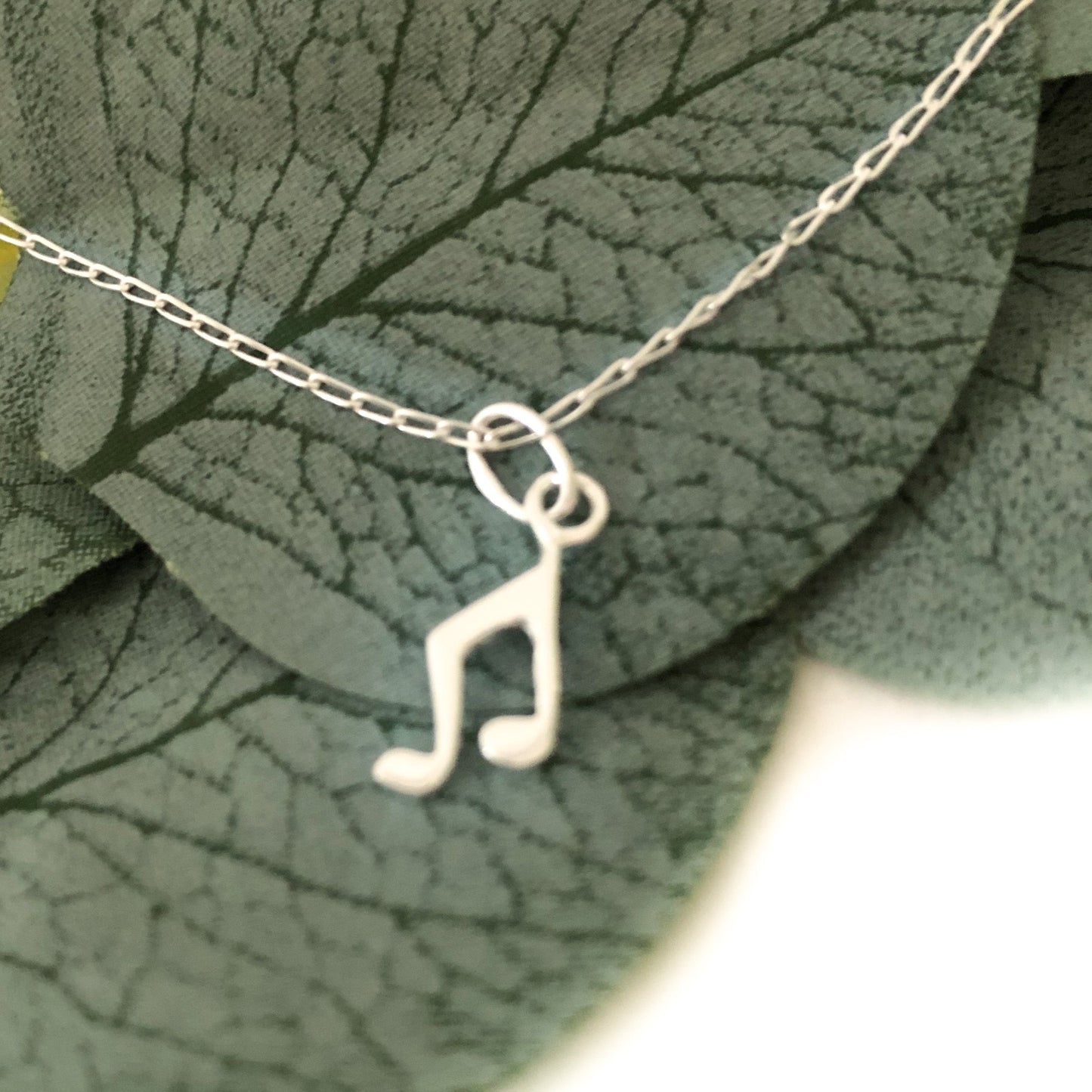 Music Note Silver Charm Necklace