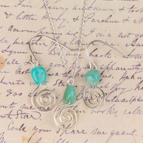 Wire Wrapped Spiral with Crystal Necklace