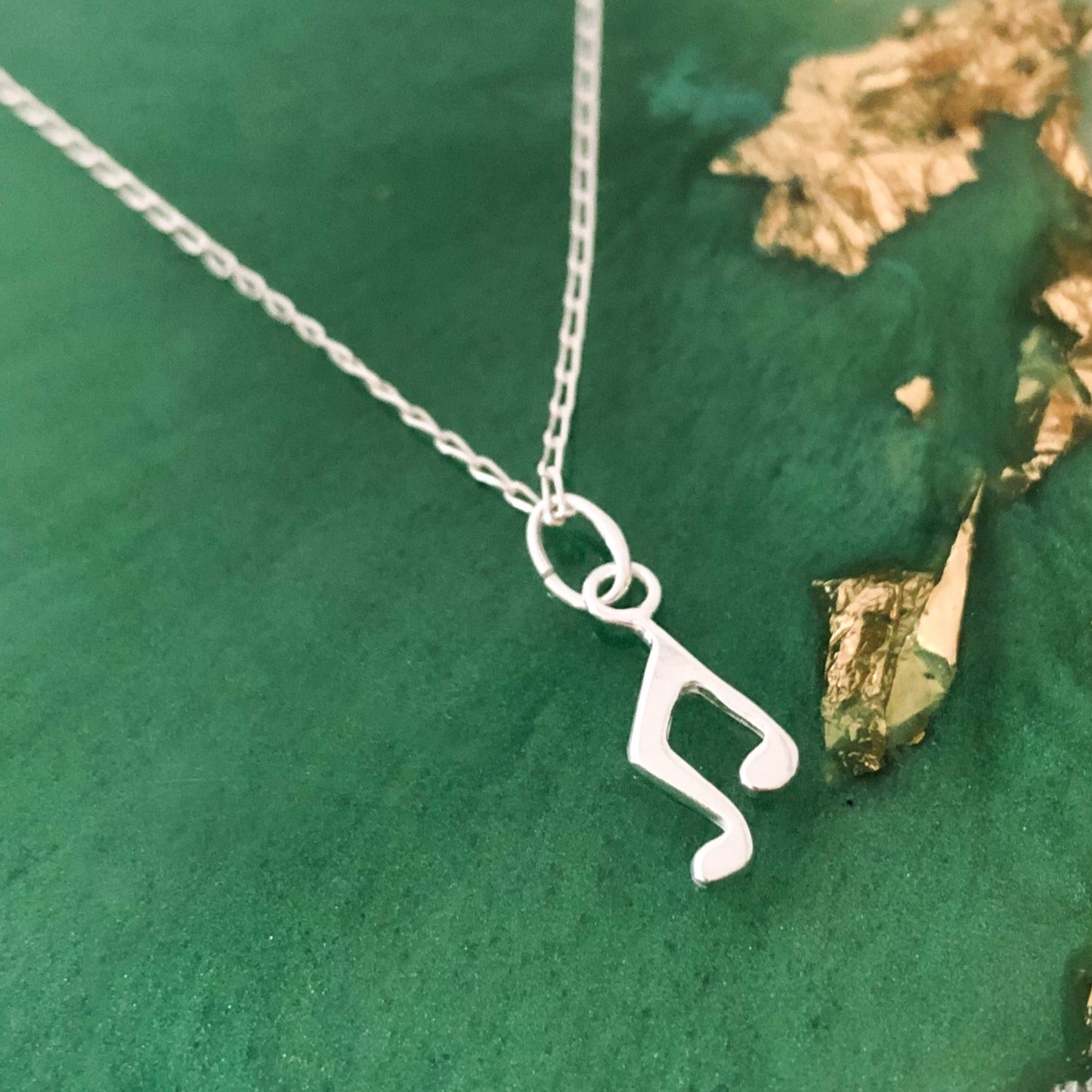 Music Note Silver Charm Necklace