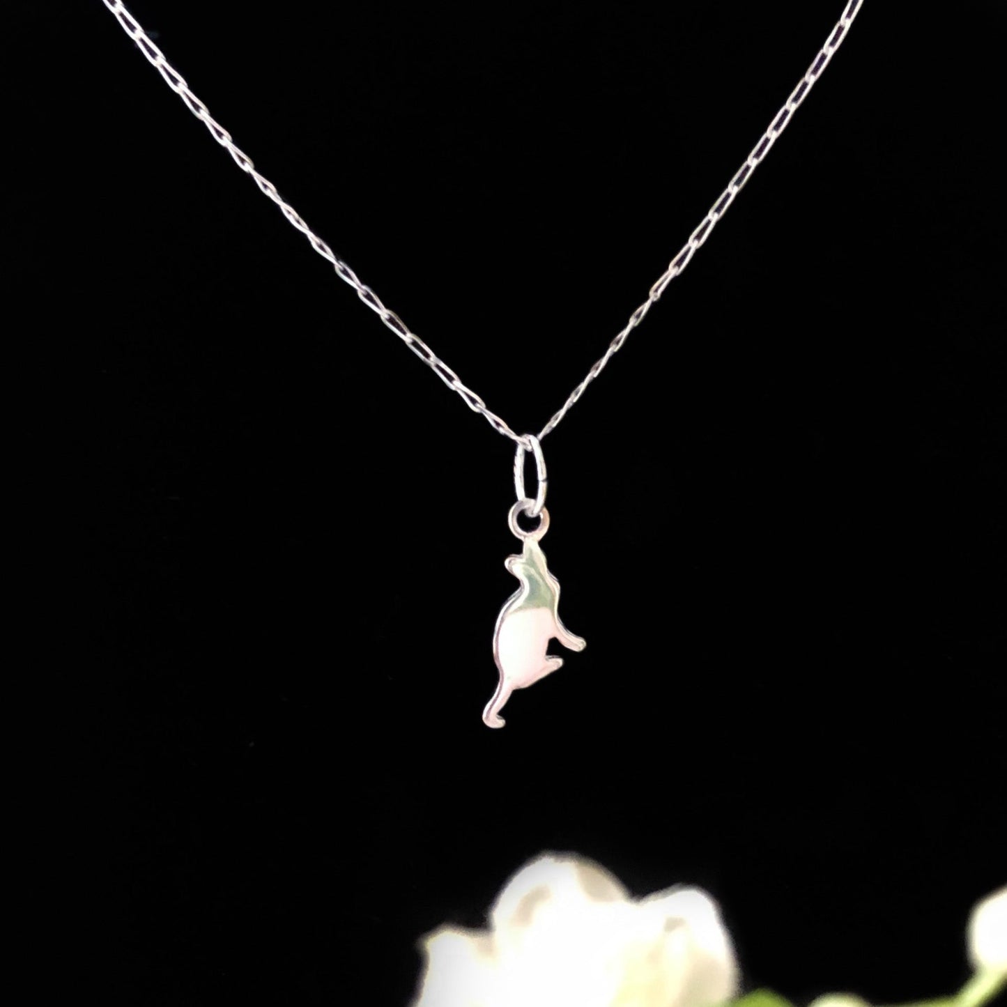 Silver Cat Charm Necklace