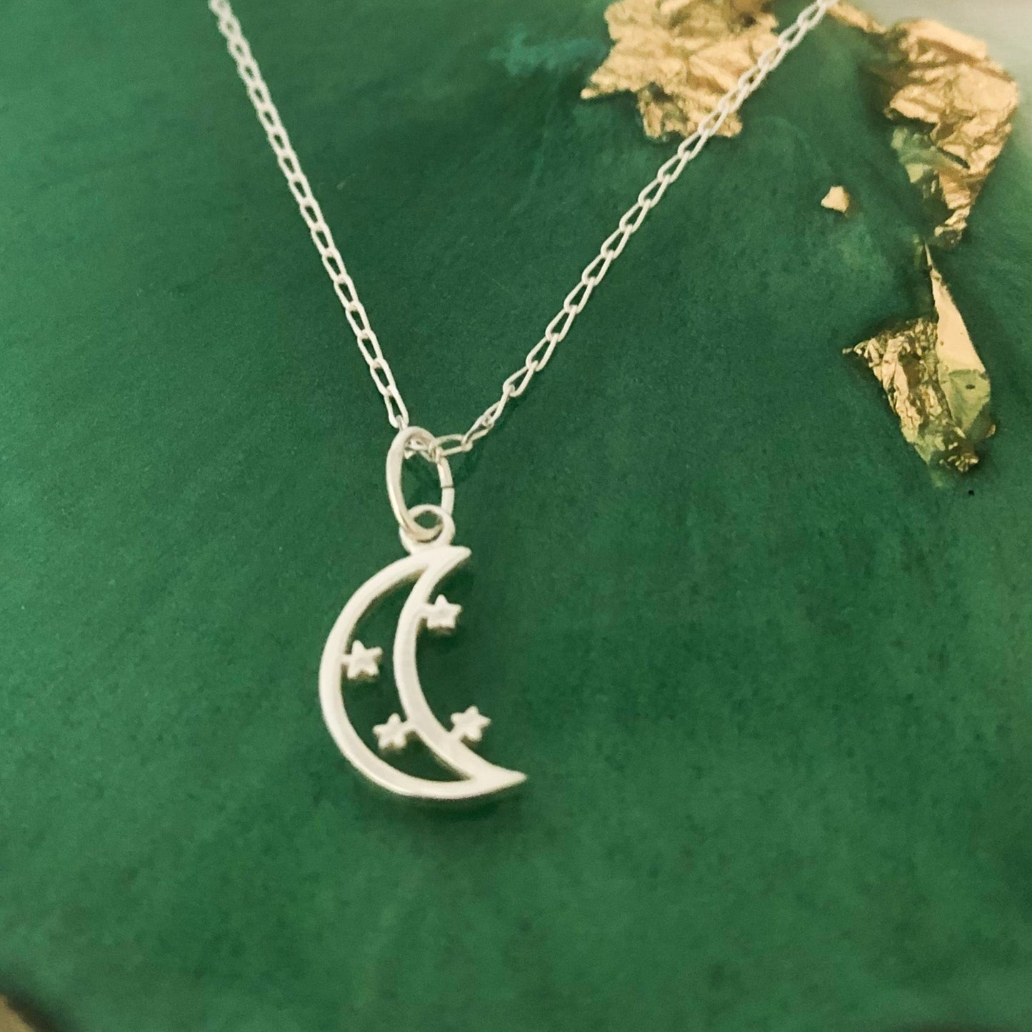 Moon and Star Silver Necklace