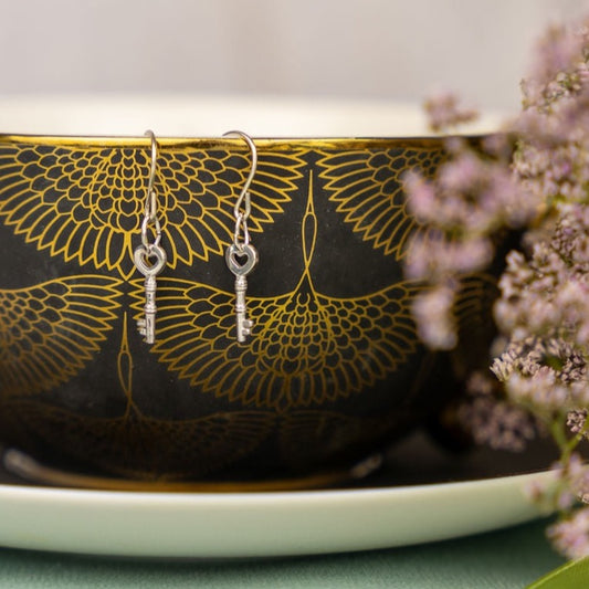 Mini Key Silver Earrings