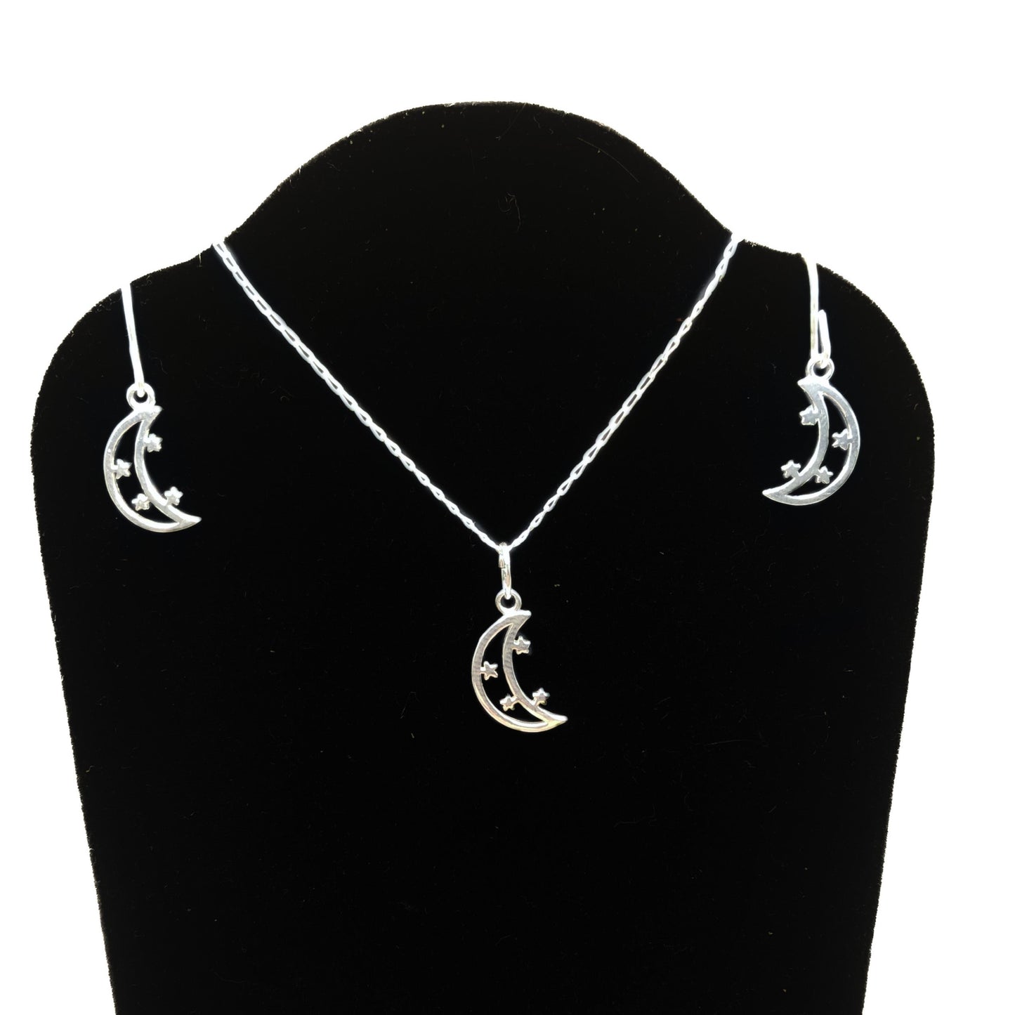 Moon and Star Silver Earrings