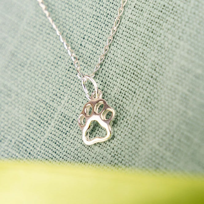 Paw Print Silver Pendant Necklace