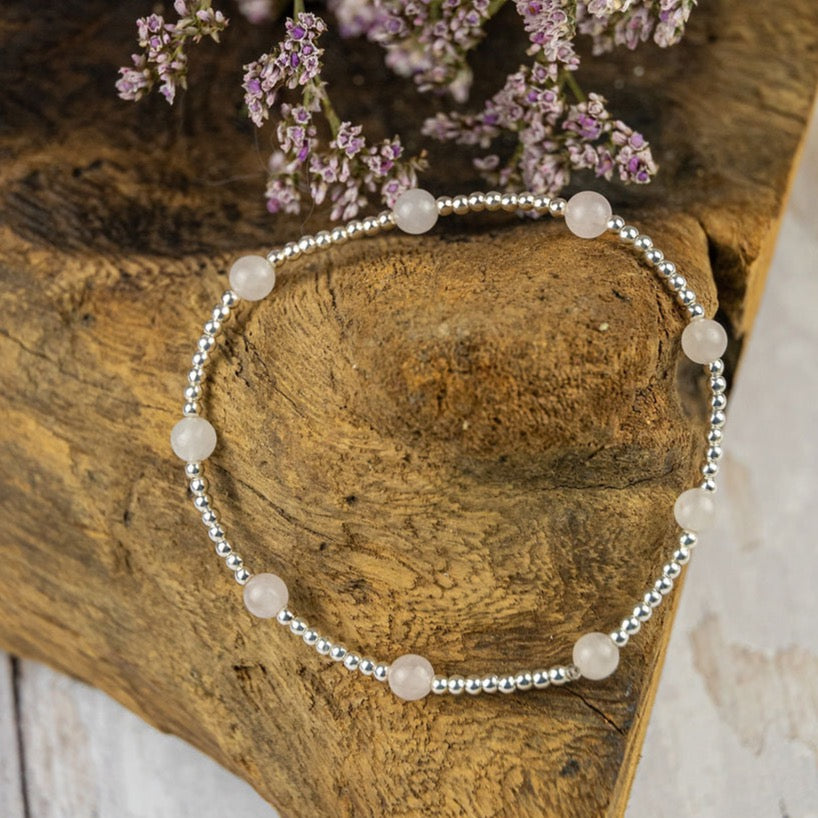 Silver and Crystal Beaded Stretch Bracelet