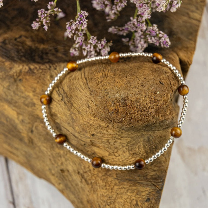 Silver and Crystal Beaded Stretch Bracelet