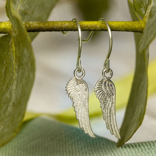 Angel Wings Silver Charm Earrings