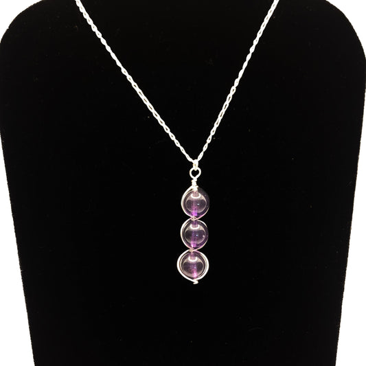 Crystal Trio Hand Wired Pendant Necklace