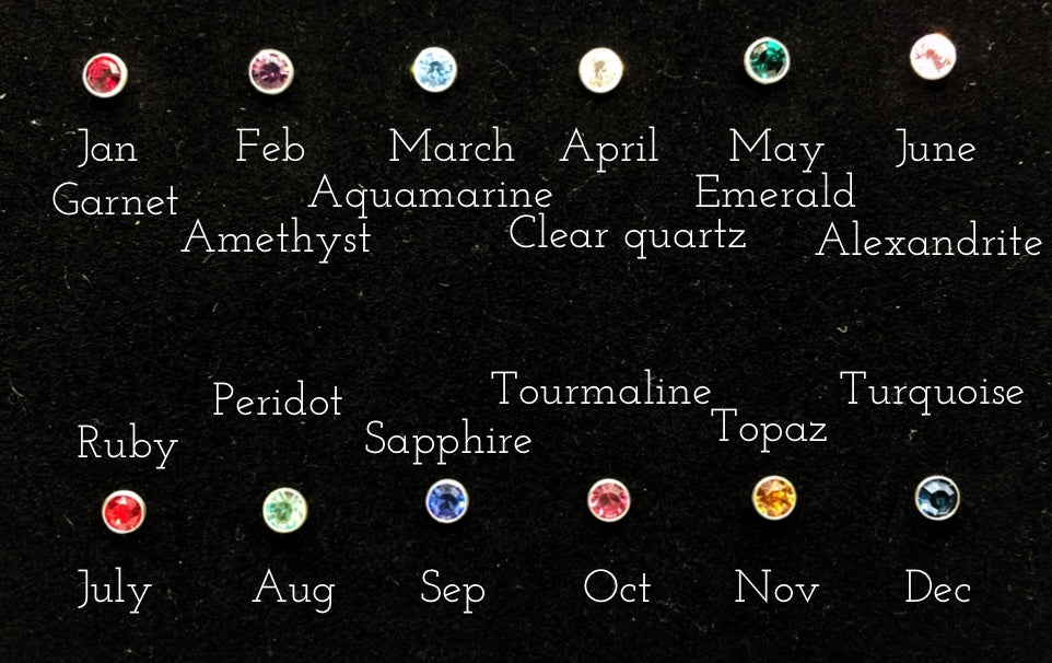 Birthstone Crystal Silver Stud Earrings