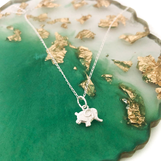 Silver Support Elephant Necklace