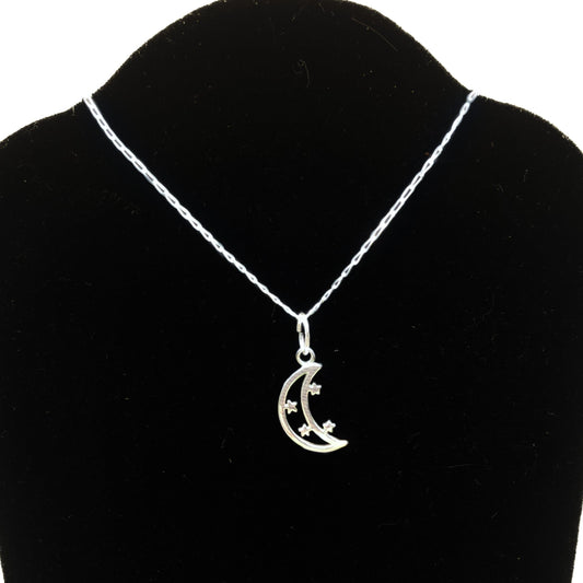 Moon and Star Silver Necklace