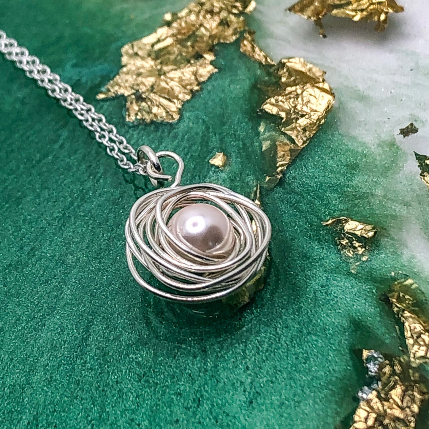Wire Roses with Crystal Centre Necklace