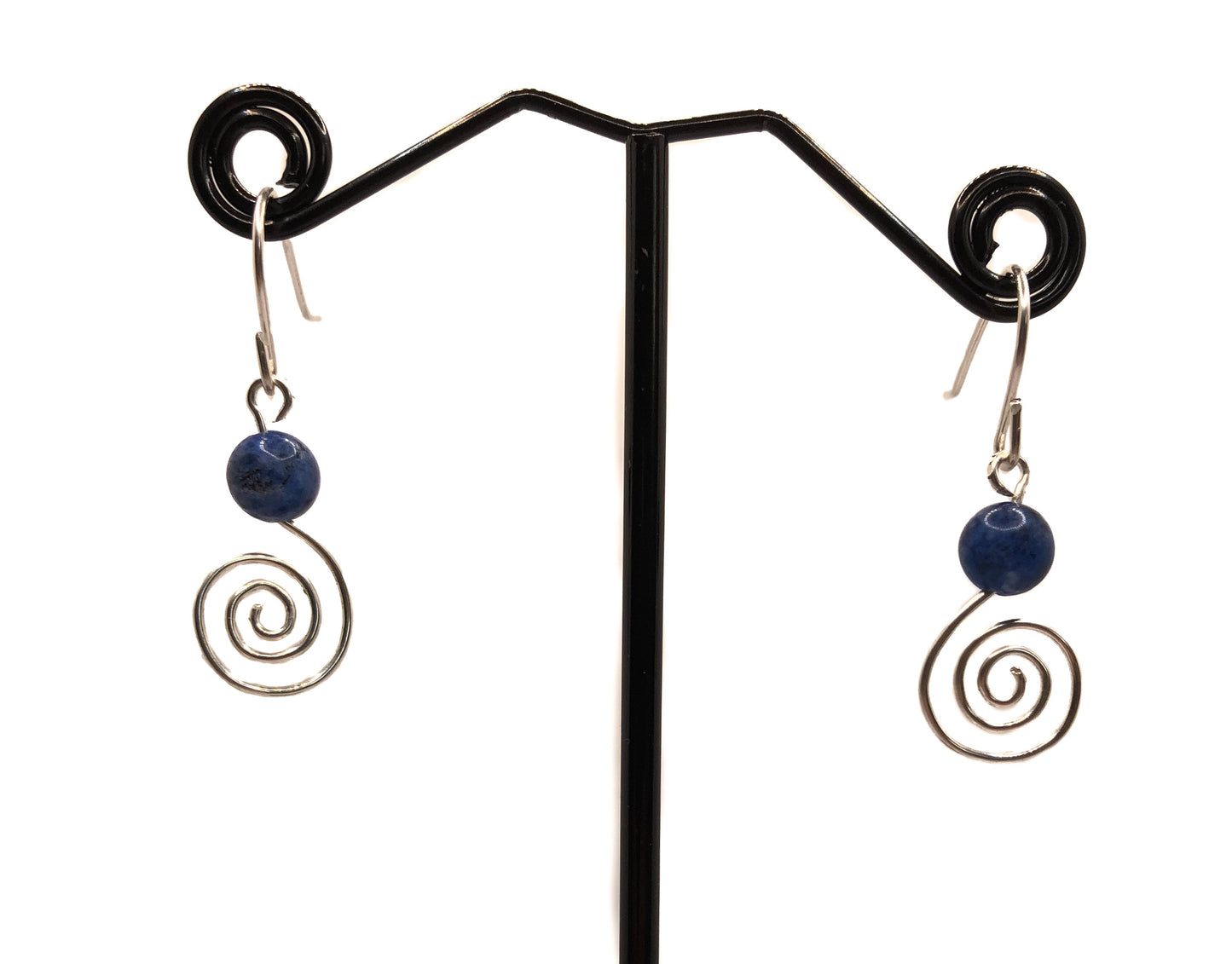 Silver Spiral with a Crystal on Top Earrings