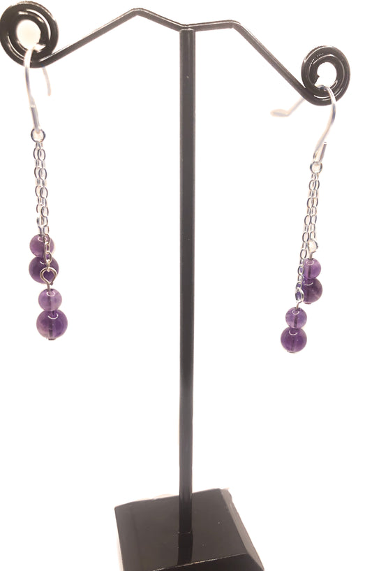 Double Chain Drop With Crystals  Earrings
