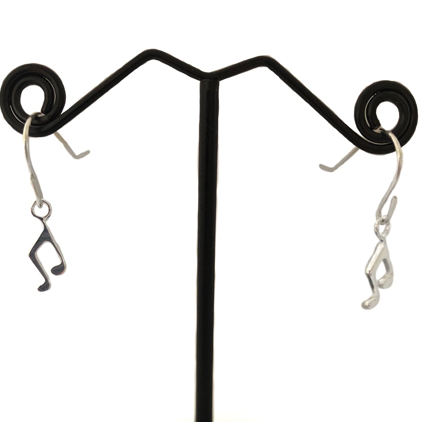 Music Note Silver Drop Earrings