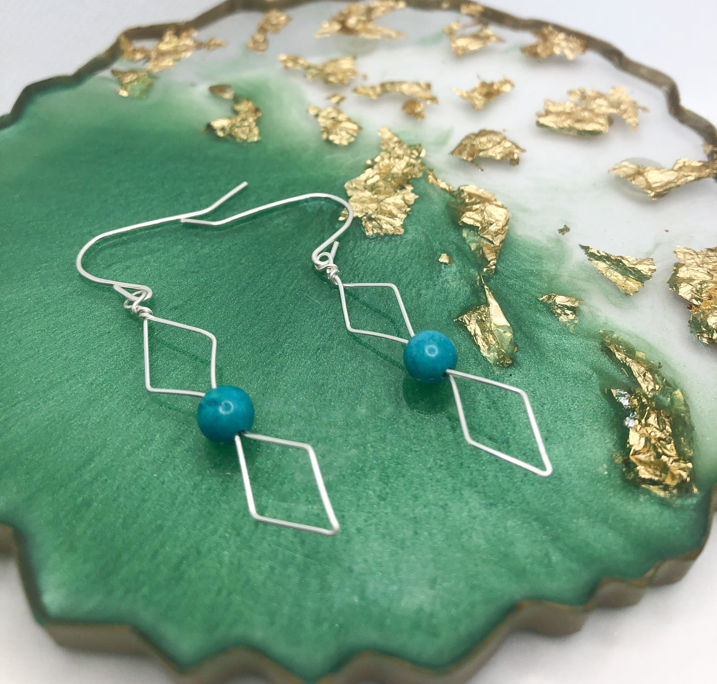 Wire Wrapped Crystal Diamond Earrings