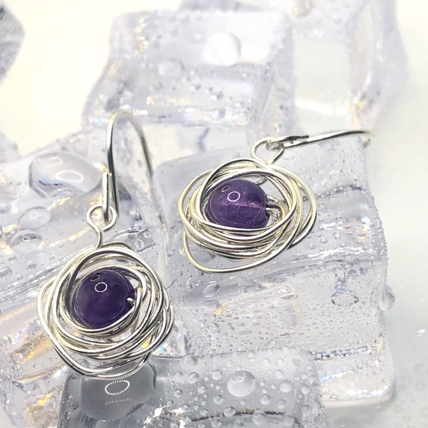 The Crystal Rose, Handmade Silver Rose Earrings