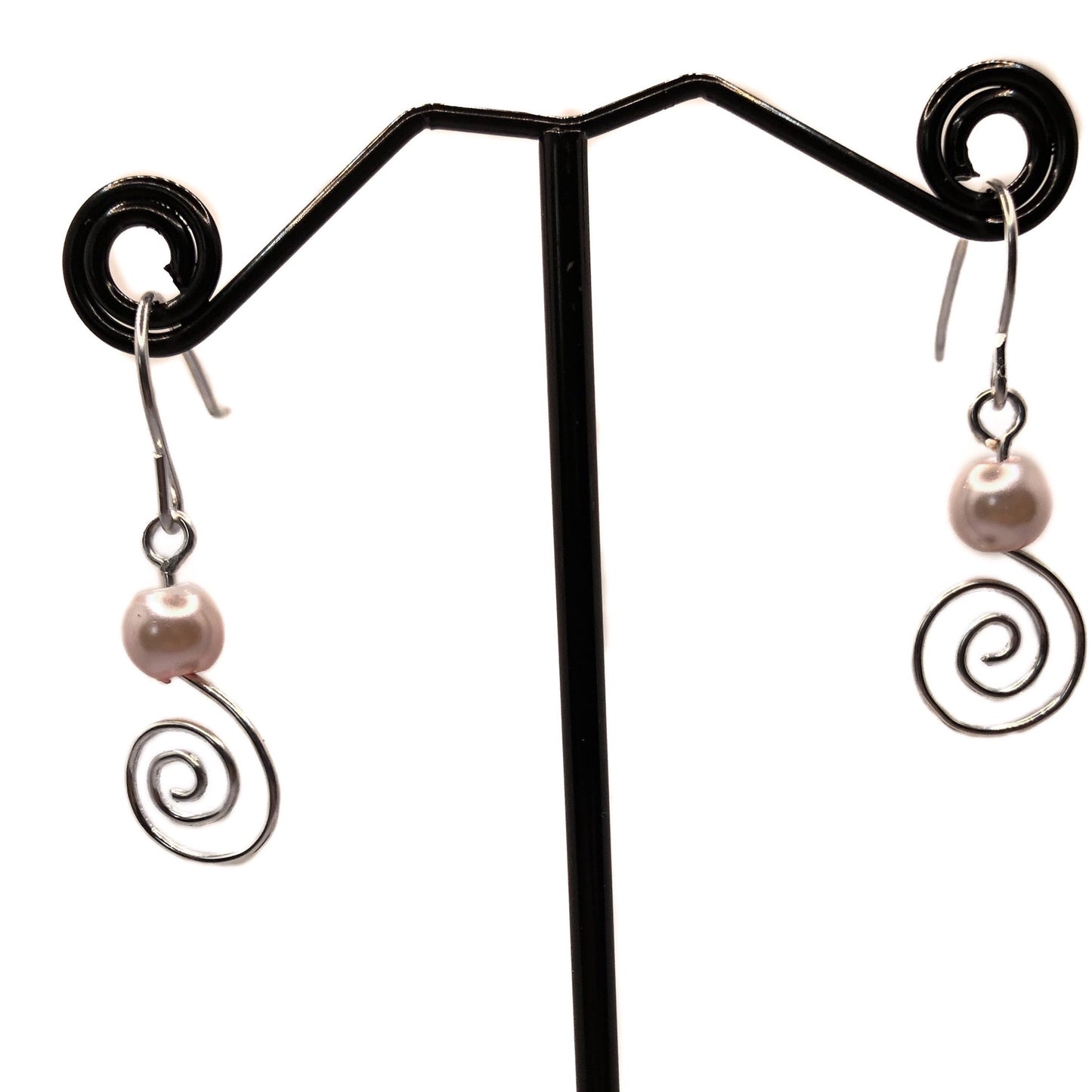 Silver Spiral with a Crystal on Top Earrings