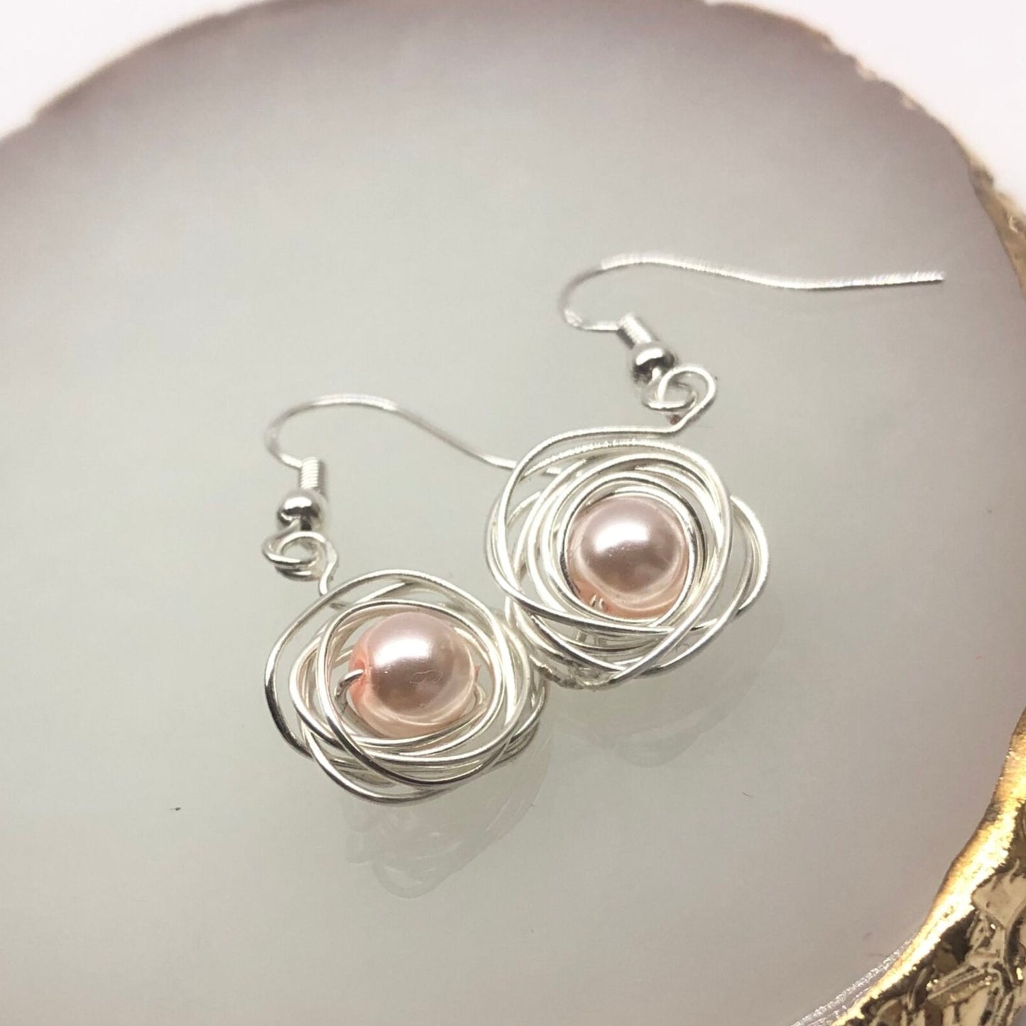 The Crystal Rose, Handmade Silver Rose Earrings