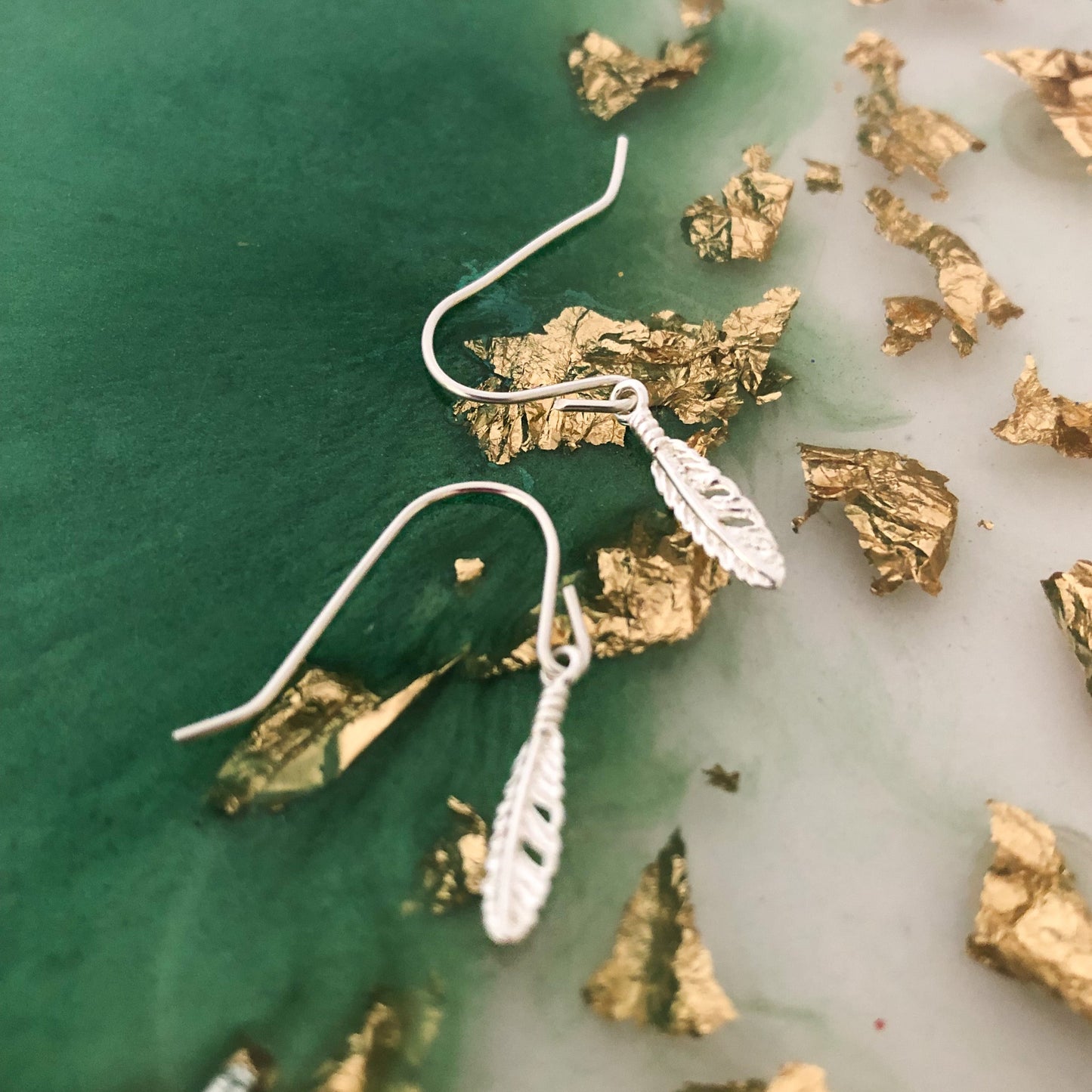 Floating Feather Drop Earrings