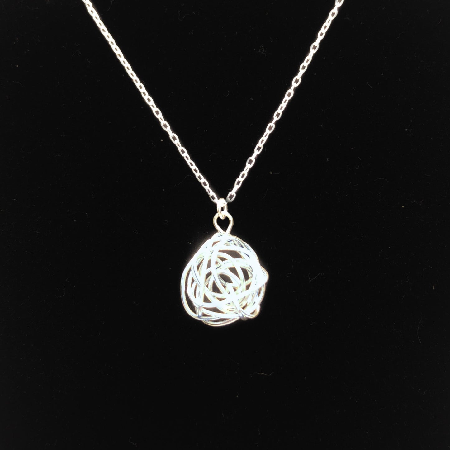 Silver Wired Knot Pendant Necklace