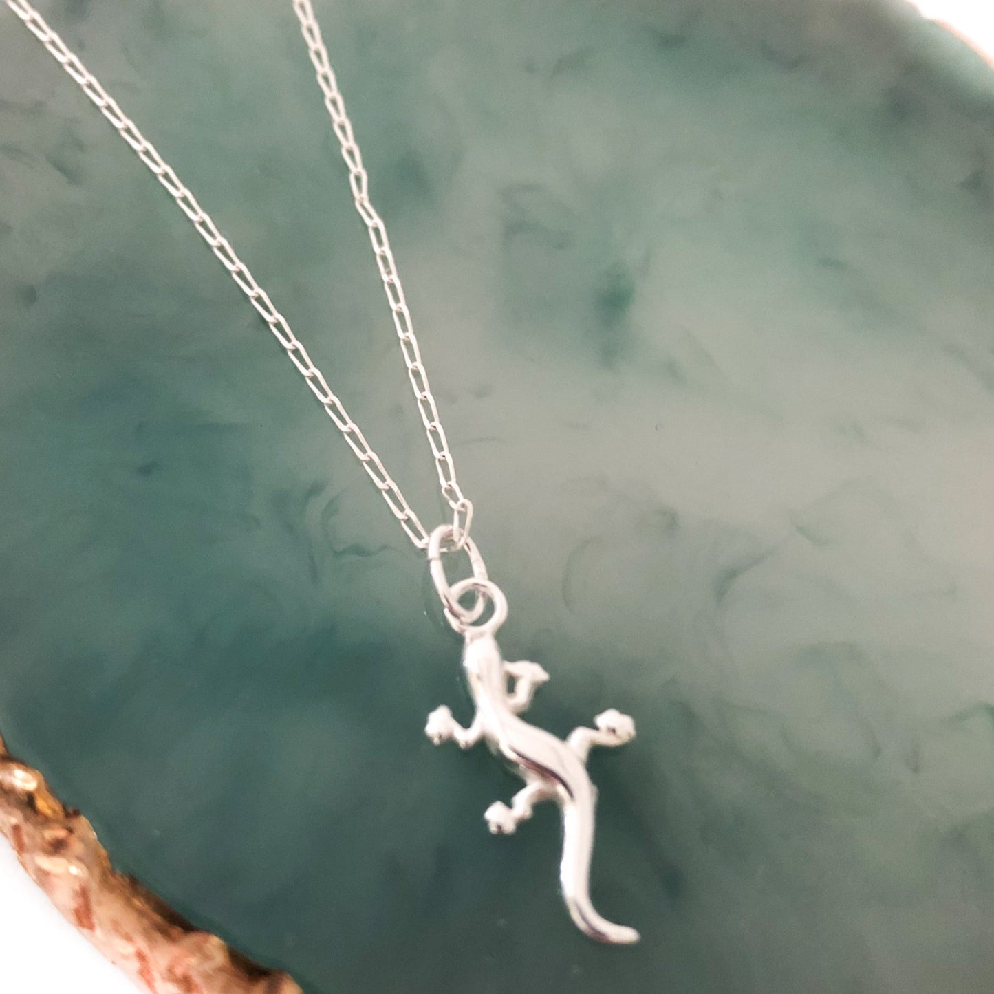 Mr Gecko Silver Charm Necklace