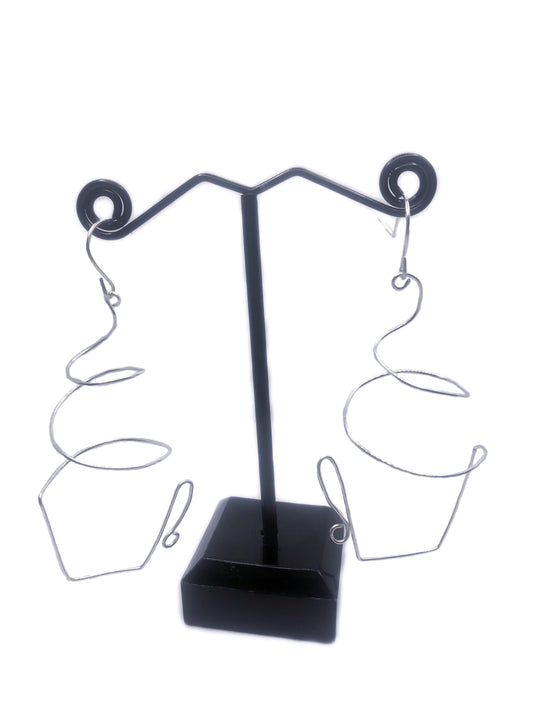 Silver Coffee Cup Statement Earrings