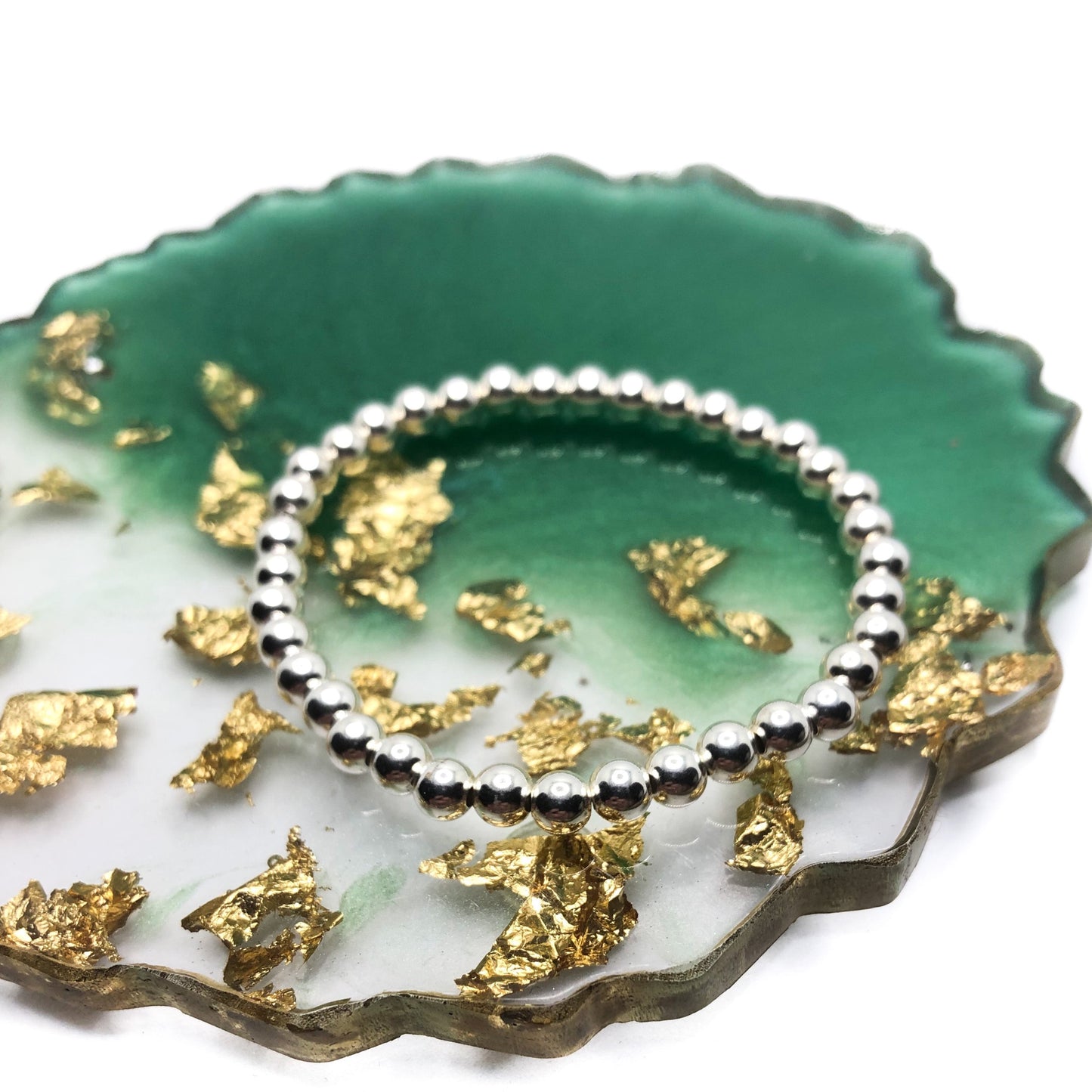 Classic Silver Beaded  Bracelet