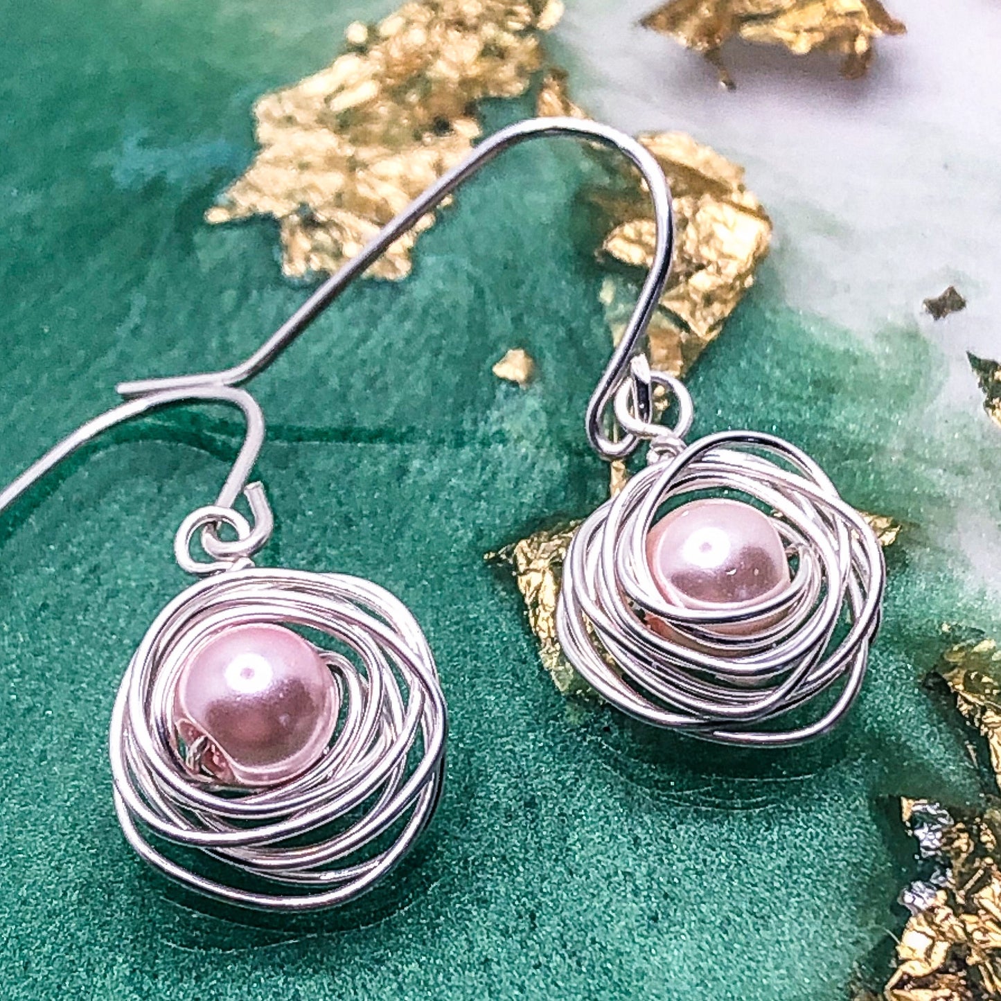 The Crystal Rose, Handmade Silver Rose Earrings