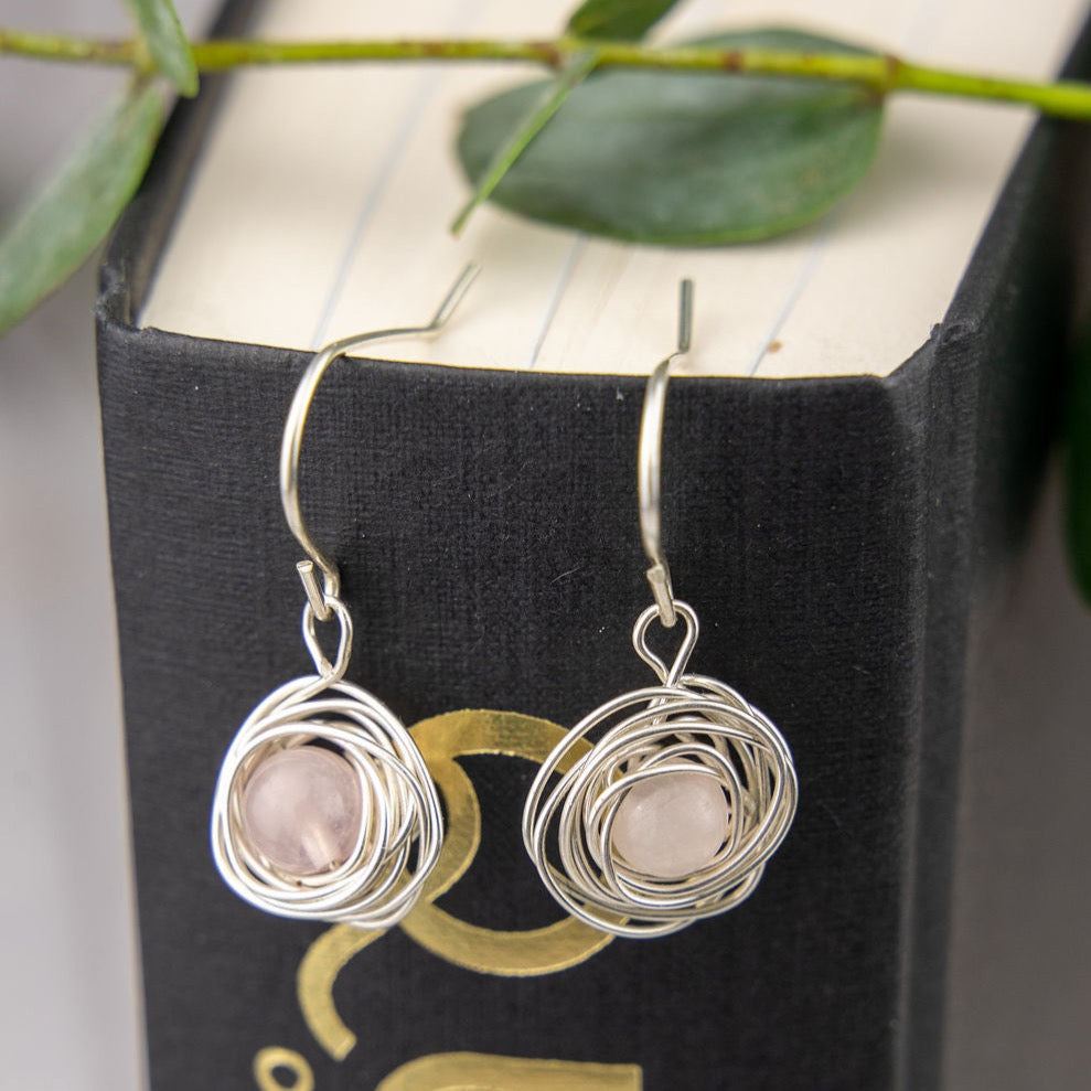 The Crystal Rose, Handmade Silver Rose Earrings