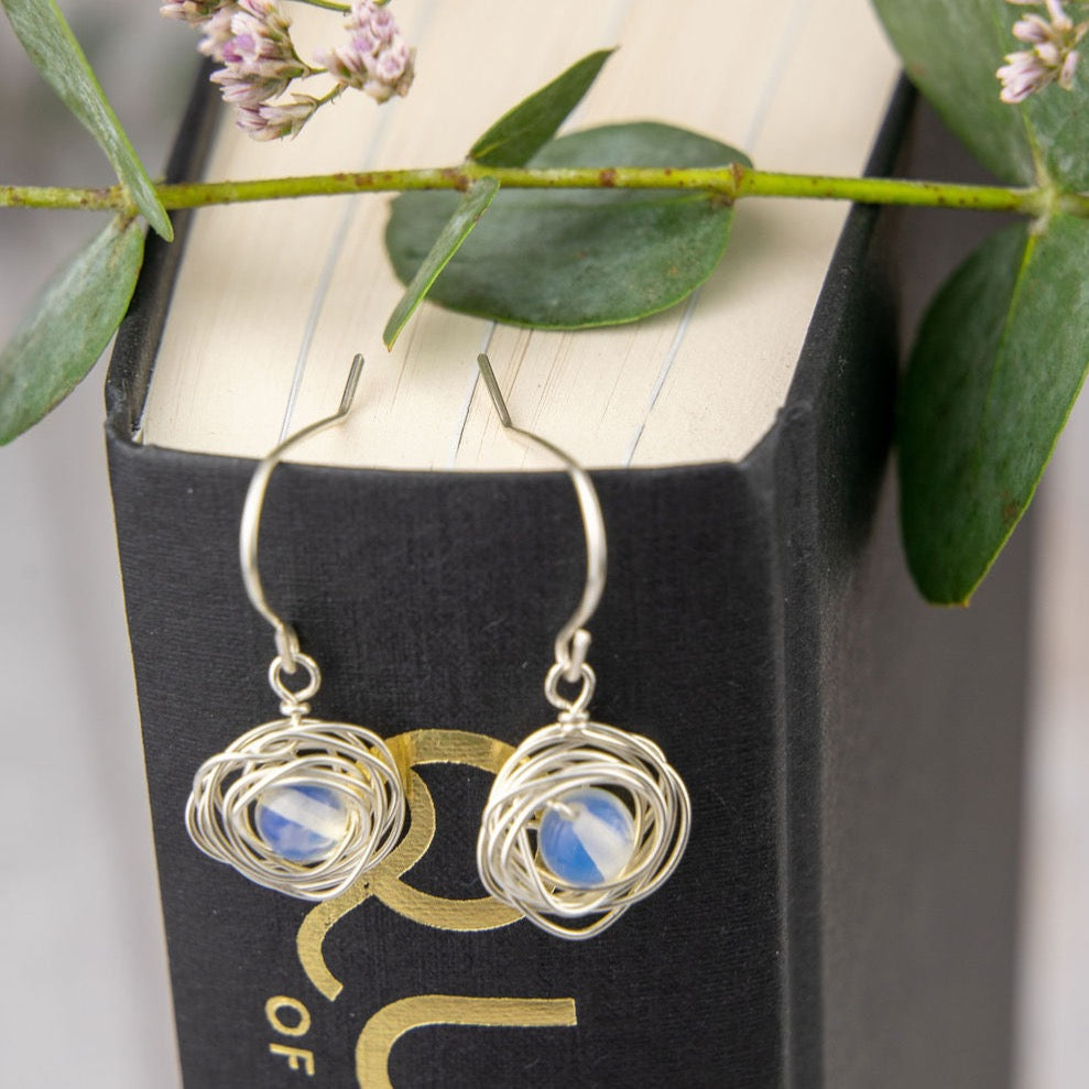 The Crystal Rose, Handmade Silver Rose Earrings