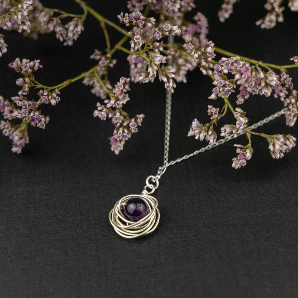 Wire Roses with Crystal Centre Necklace