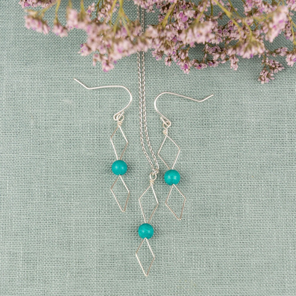 Wire Wrapped Crystal Diamond Earrings