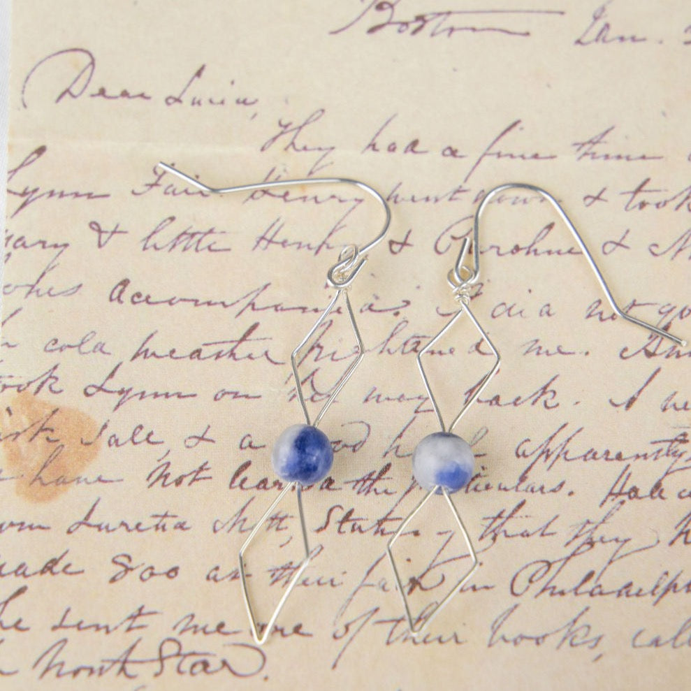 Wire Wrapped Crystal Diamond Earrings