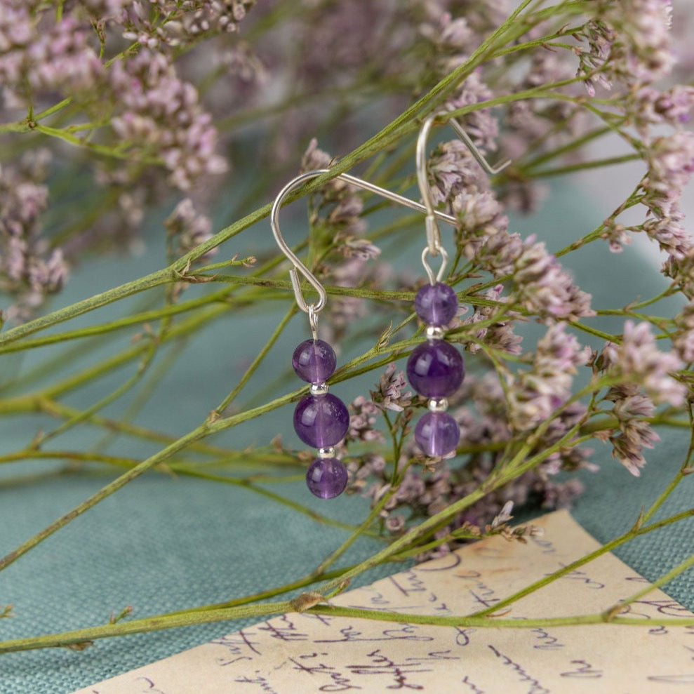 Crystal And Silver Trio Drop Earrings