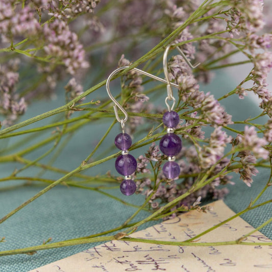 Crystal And Silver Trio Drop Earrings