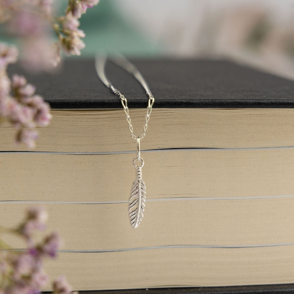 Floating Feather Charm Necklace
