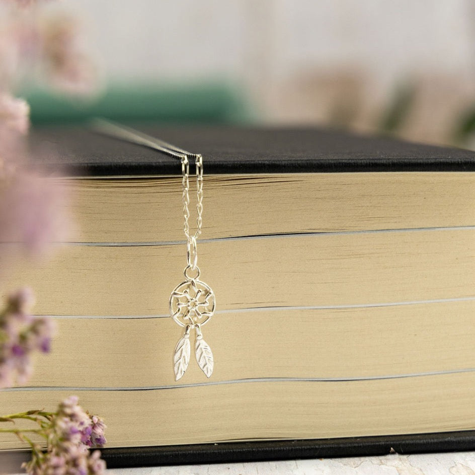 Dreamcatcher With Feather Charm Necklace