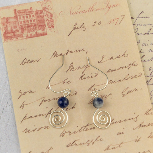 Silver Spiral with a Crystal on Top Earrings