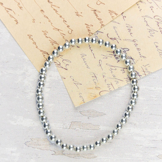 Classic Silver Beaded  Bracelet