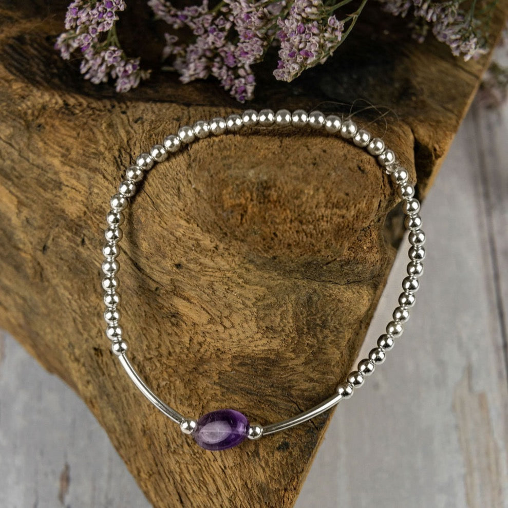 Statement Crystal Silver Stretch Bracelet