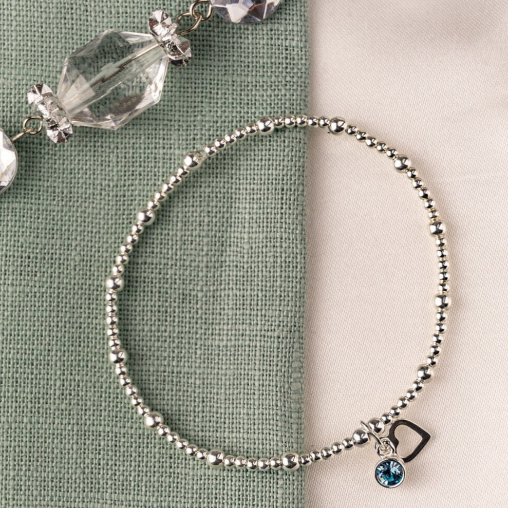 Birthstone Heart Charm Bracelet