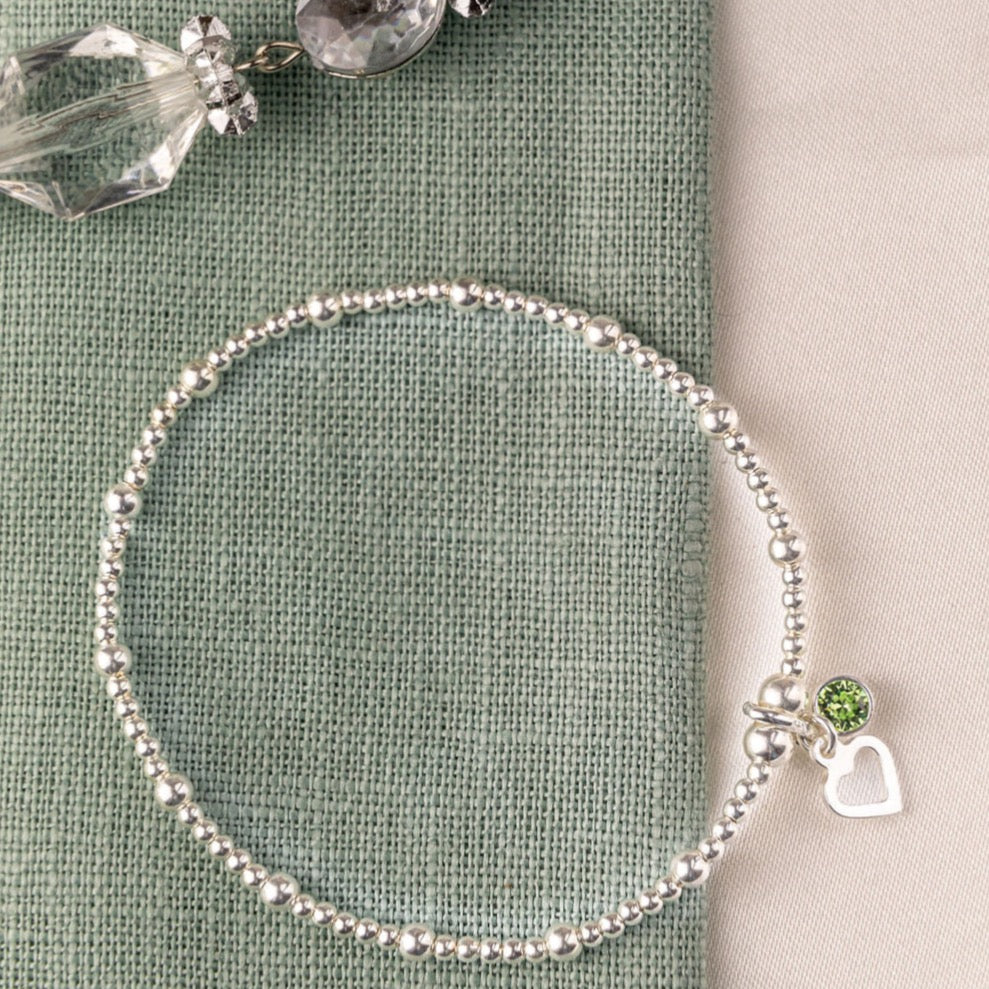 Birthstone Heart Charm Bracelet